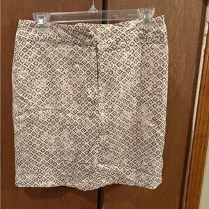 Carole Little  Cream and Brown Patterned Pencil Skirt, fully lined.